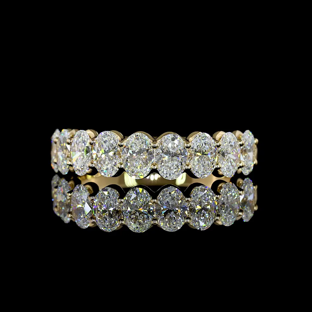 2.14 Cts 14k Yellow Gold Oval Shape Half Eternity Eternity Band