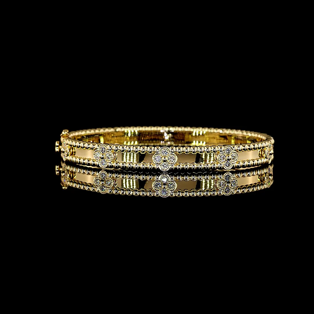 1.12 Cts 18k Yellow Gold Round Shape Bangles Bracelet