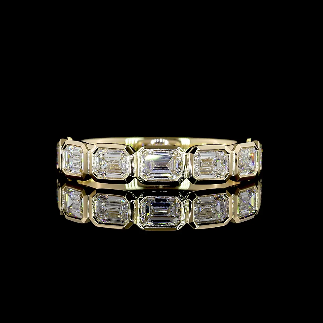 1.24 Cts 14k Yellow Gold Emerald Shape Half Eternity Eternity Band