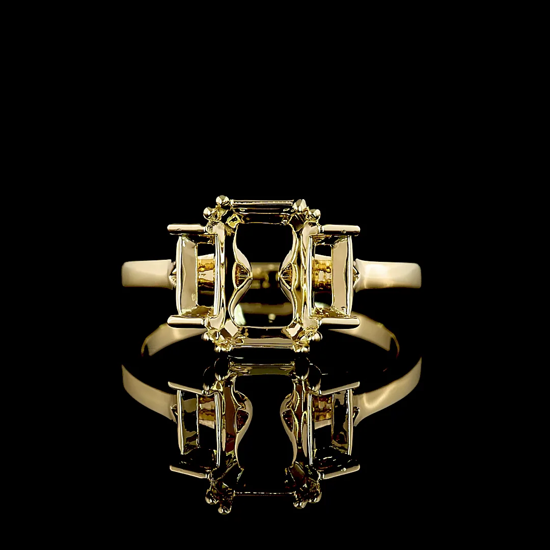 0 Cts 14k Yellow Gold Shape 3 Stones Ring