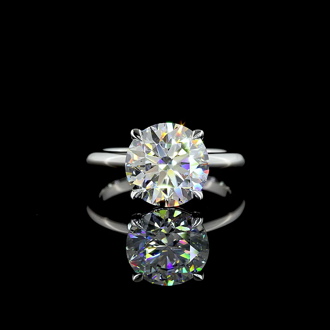 3.01 Cts Platinum Round Shape Solitaire Ring