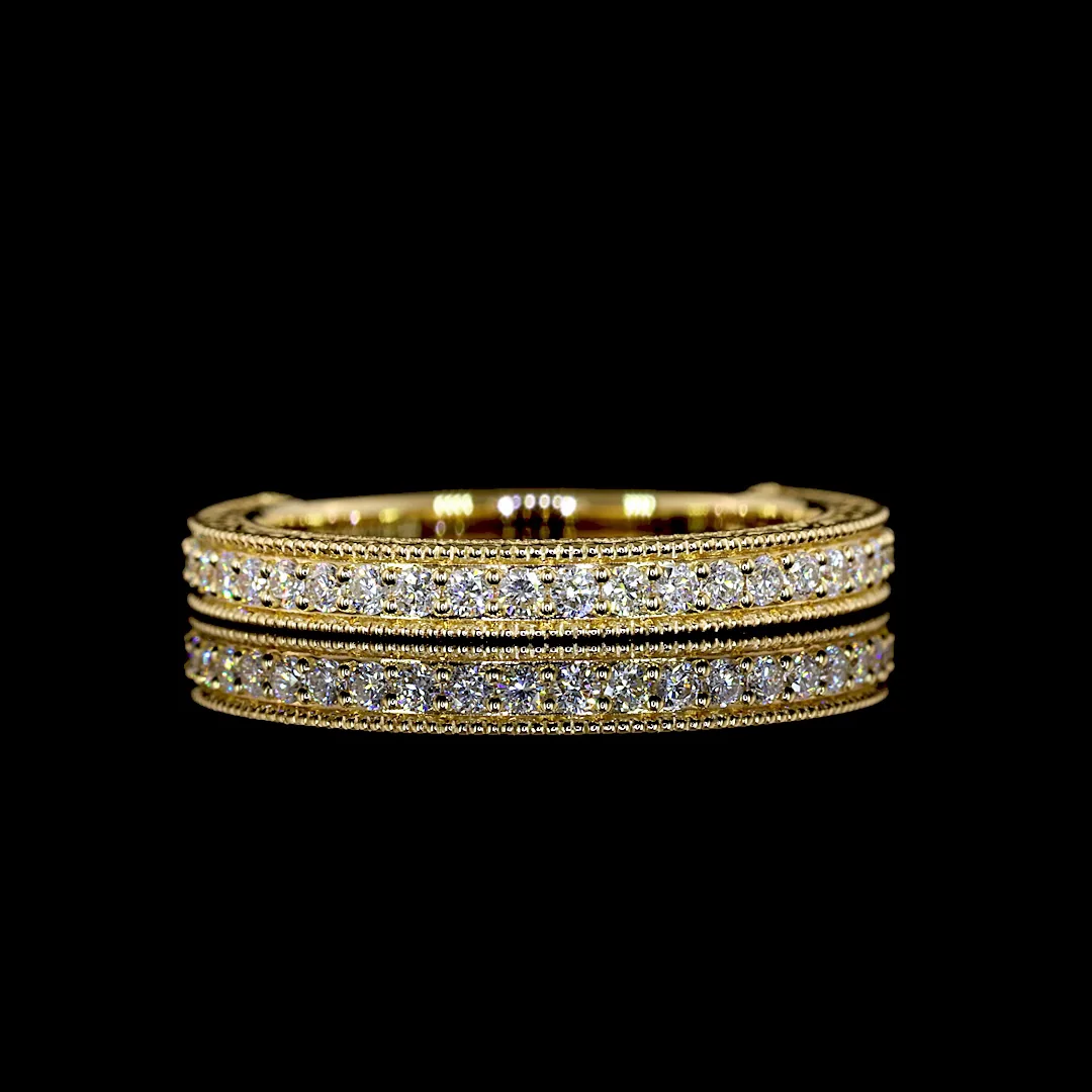 1.3 Cts 18k Yellow Gold Round Shape Half Eternity Eternity Band