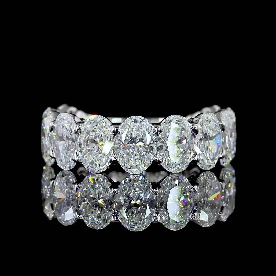 6.16 Cts 14k White Gold Oval Shape 3/4 Band Eternity Band