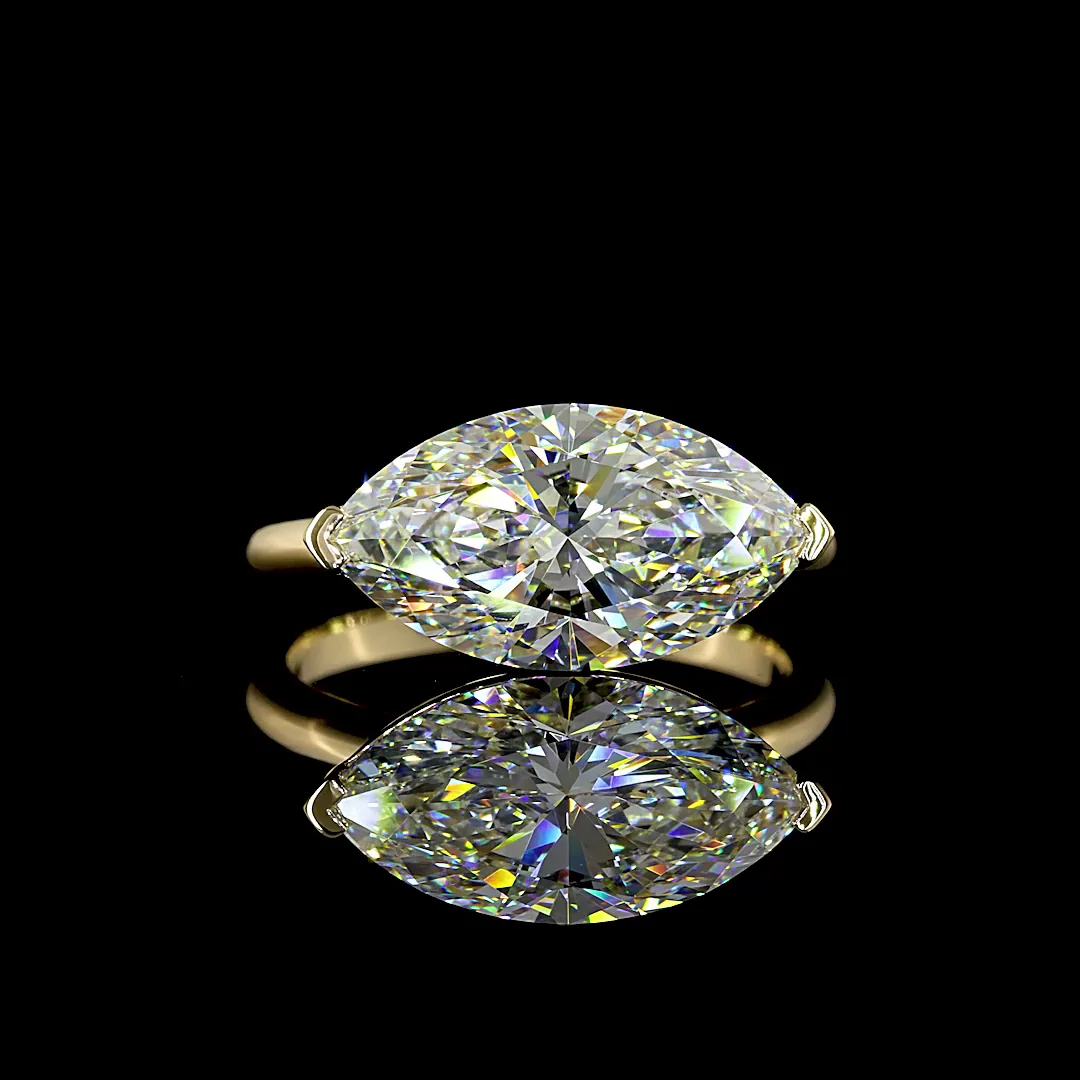 4.04 Cts 14k Yellow Gold Marquise Shape Solitaire Ring