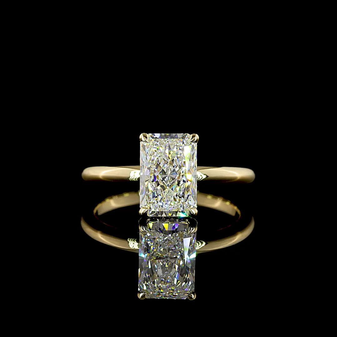 2.17 Cts 14k Yellow Gold Radiant Shape Hidden Halo Ring