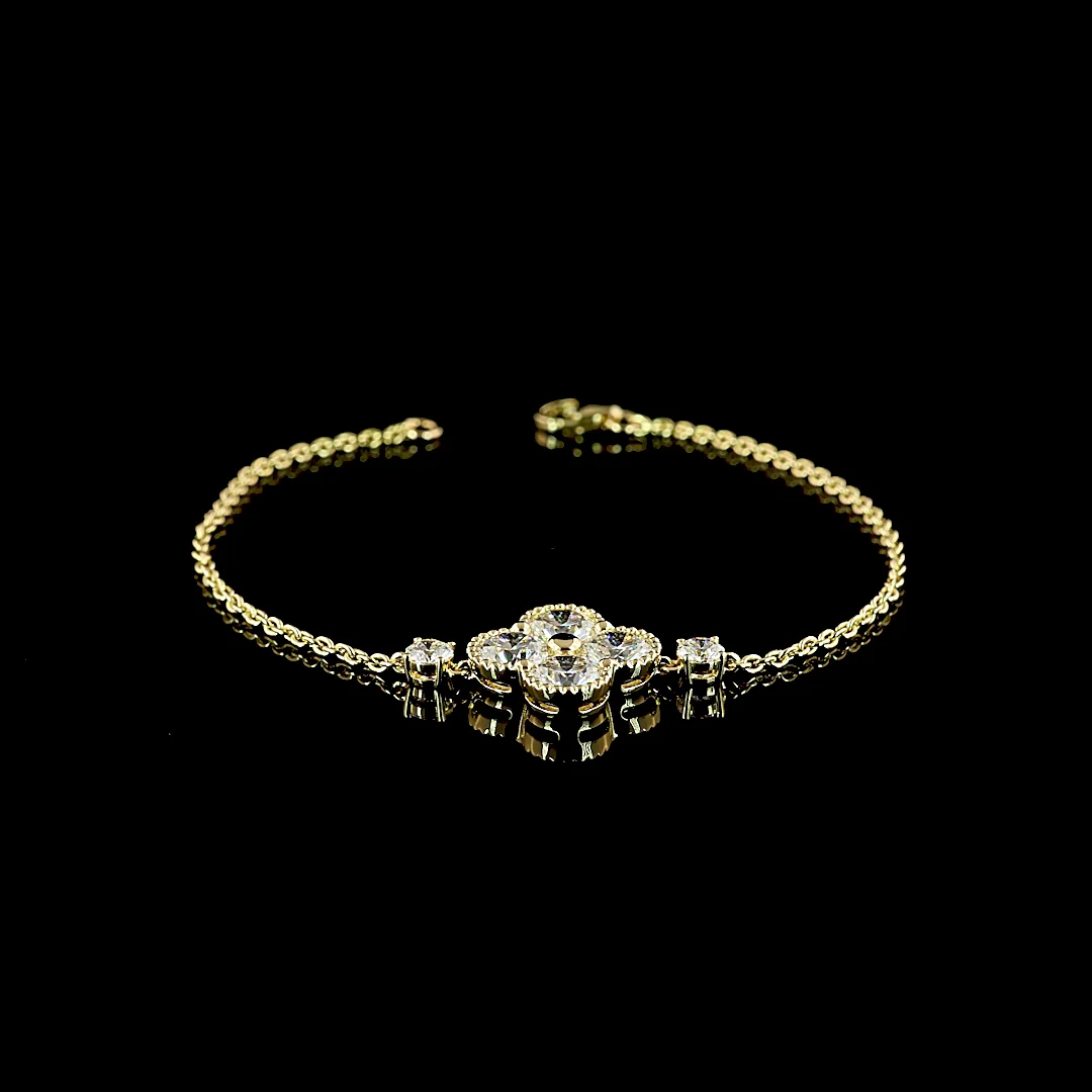 3.35 Cts 14k Yellow Gold Round Shape Special Bracelet