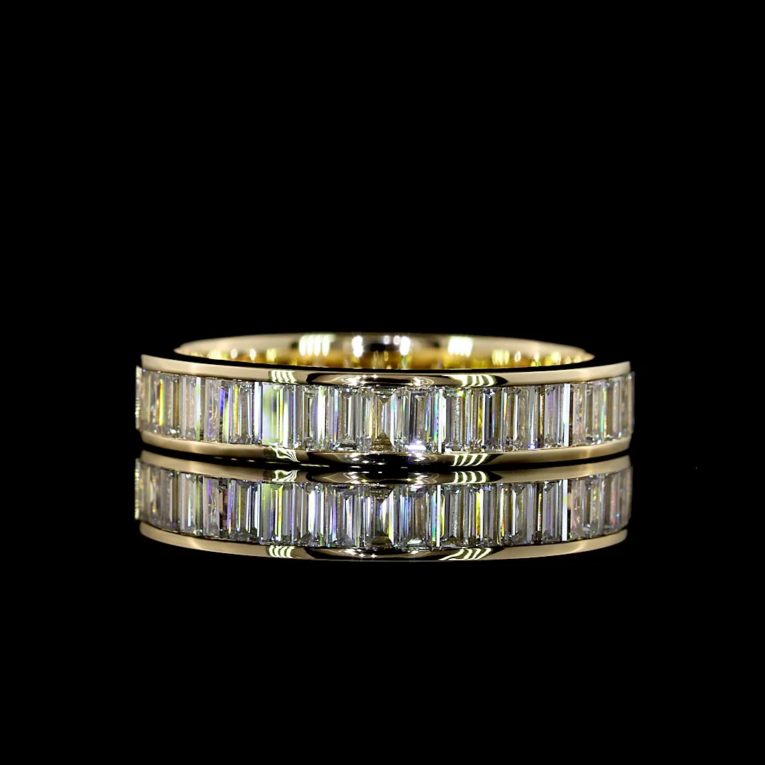 1.24 Cts 14k Yellow Gold Baguette Shape Half Eternity Eternity Band