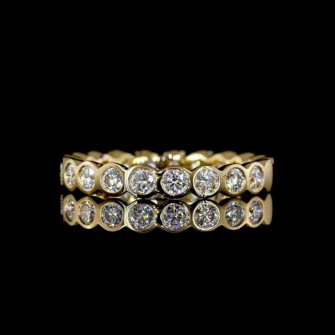 0.97 Cts 18k Yellow Gold Round Shape Eternity Band Eternity Band