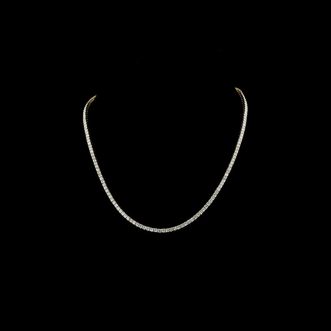 7.89 Cts 14k Yellow Gold Round Shape Tennis Necklace