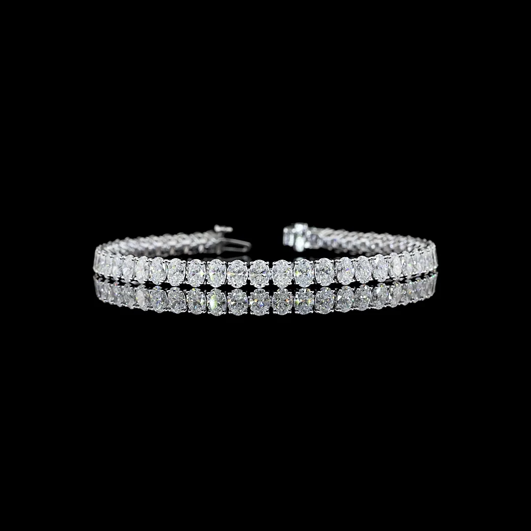 10.23 Cts 14k White Gold Oval Shape Tennis Bracelet