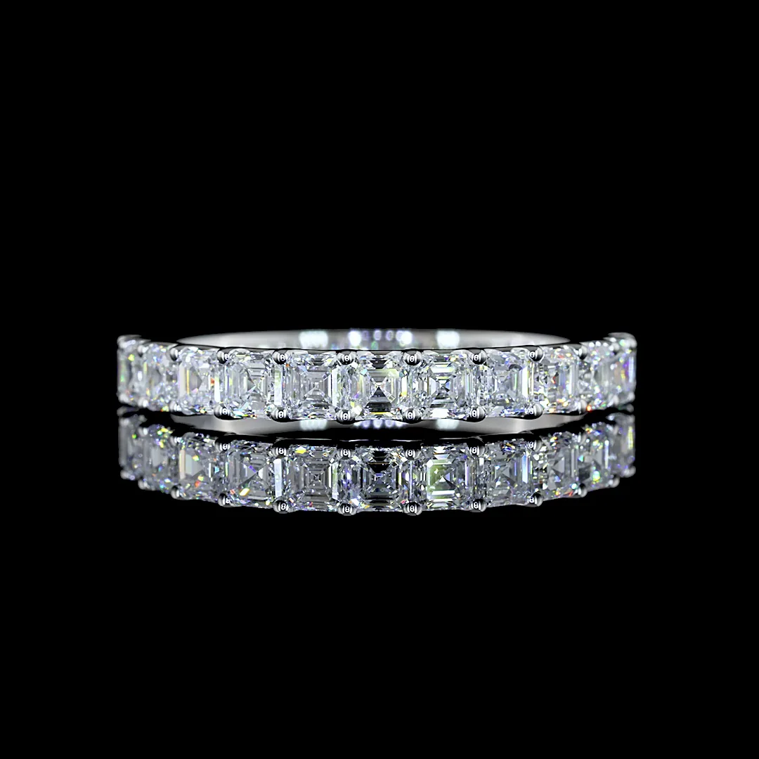 1.13 Cts 14k White Gold Asscher Shape Half Eternity Eternity Band