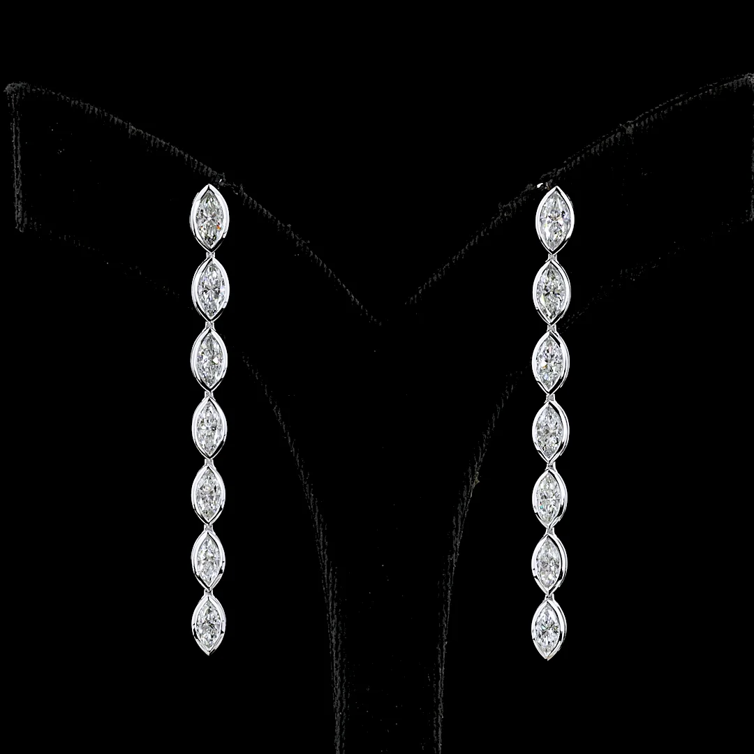 3.51 Cts 14k White Gold Marquise Shape Hanging Earring