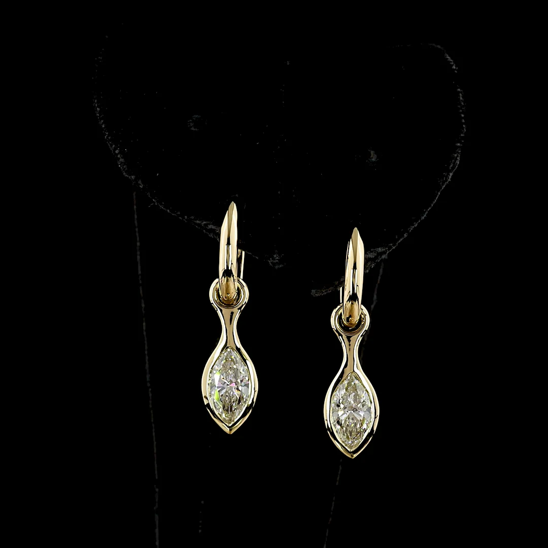 2.03 Cts 14k Yellow Gold Marquise Shape Hanging Earring