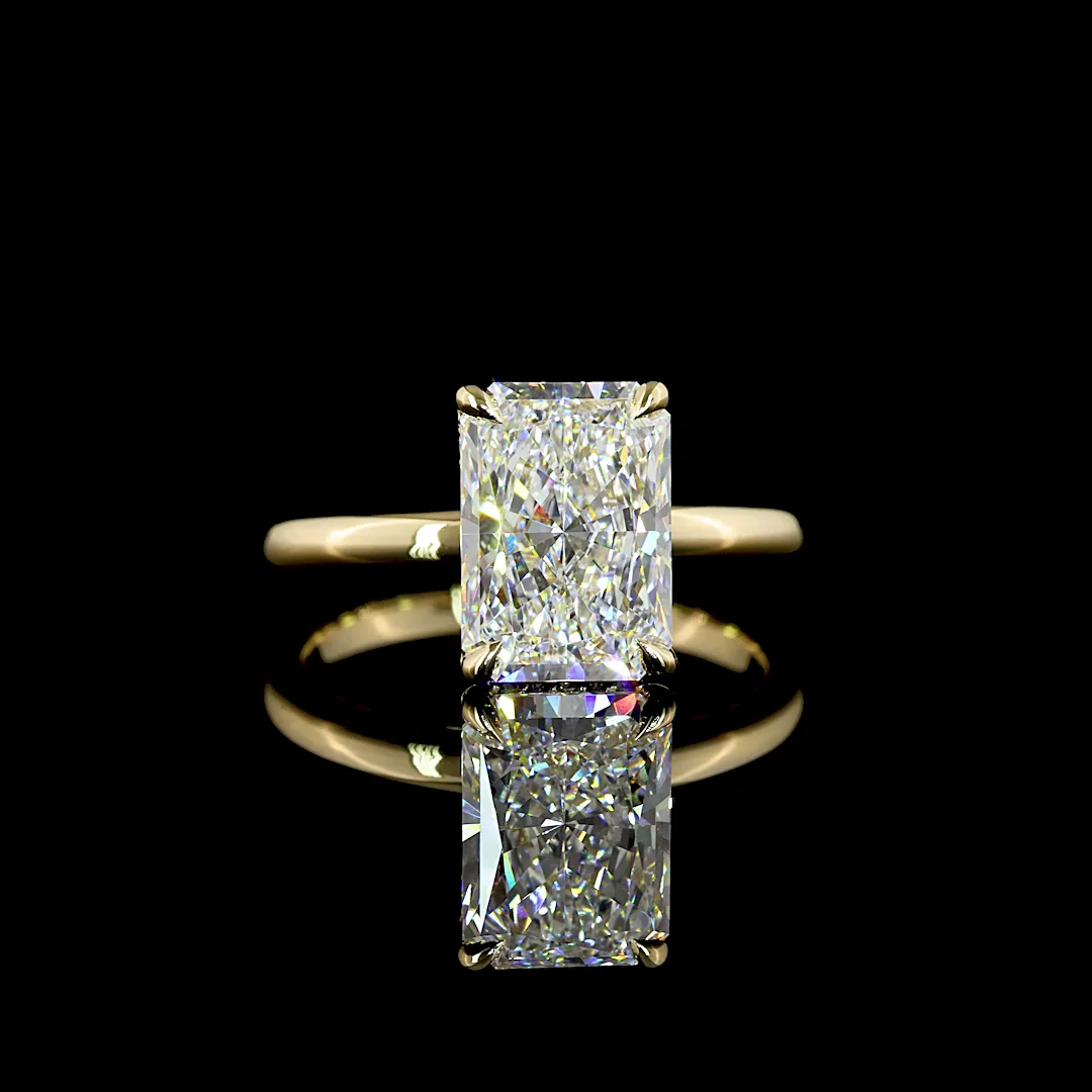 3.15 Cts 14k Yellow Gold Radiant Shape Hidden Halo Ring