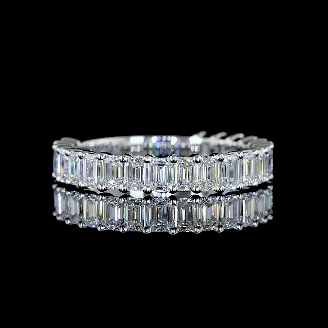 1.82 Cts 14k White Gold Emerald Shape 3/4 Band Eternity Band