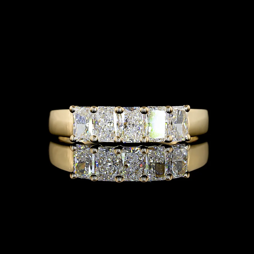 1 Cts 14k Yellow Gold Radiant Shape 5 Stones Eternity Band