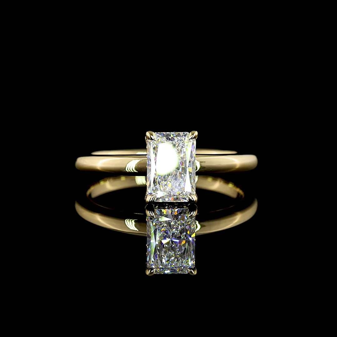 1.05 Cts 14k Yellow Gold Radiant Shape Hidden Halo Ring
