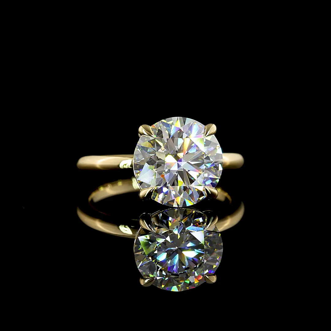 4.05 Cts 14k Yellow Gold Round Shape Solitaire Ring