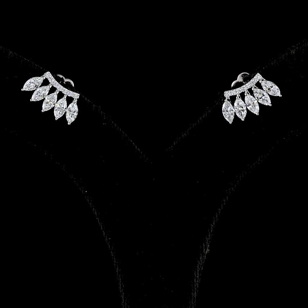 1.27 Cts 14k White Gold Marquise Shape Crawler Earring