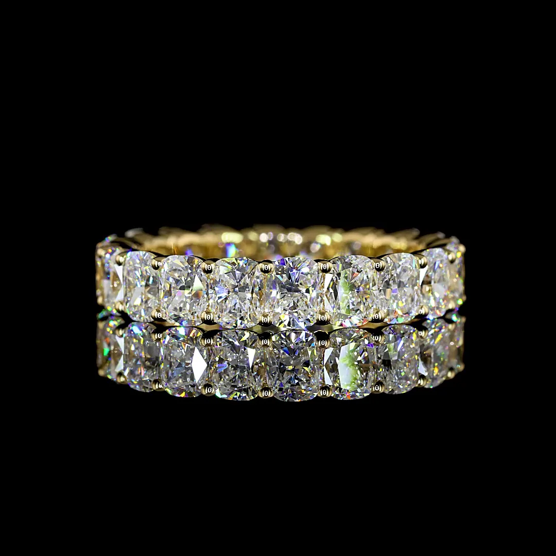 4.36 Cts 14k Yellow Gold Cushion Brilliant Shape Eternity Band Eternity Band
