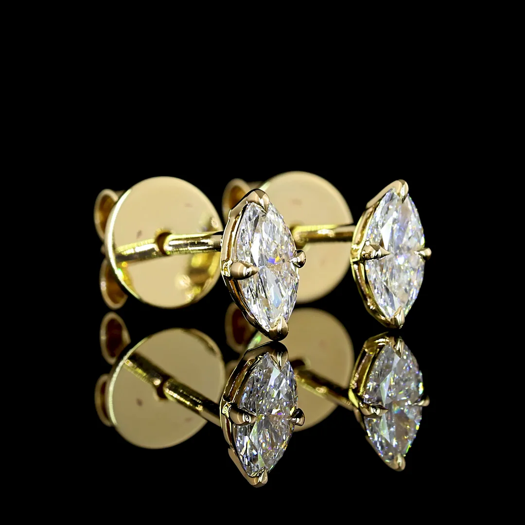0.34 Cts 14k Yellow Gold Marquise Shape Studs Earring
