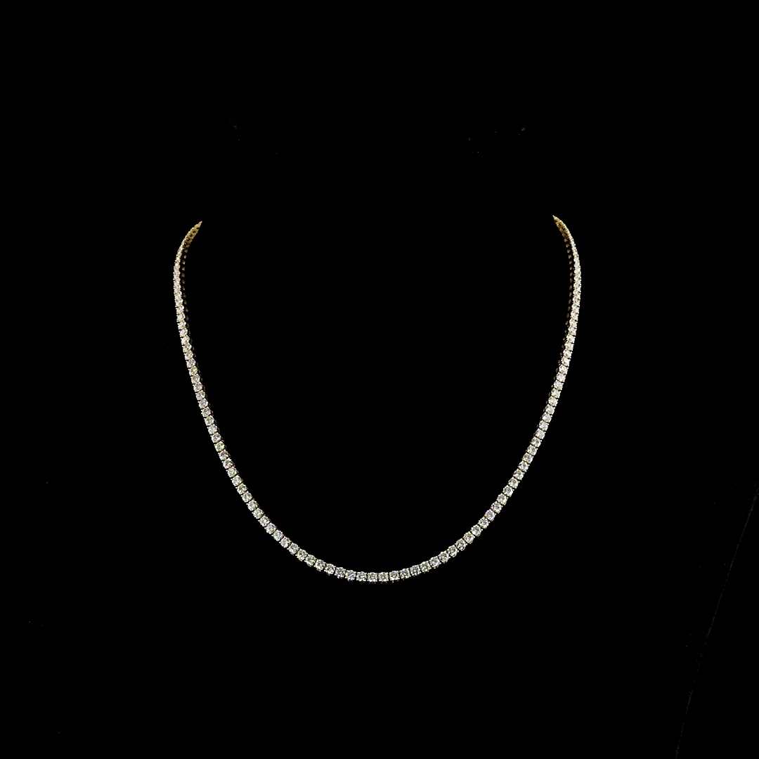 8.13 Cts 14k Yellow Gold Round Shape Tennis Necklace