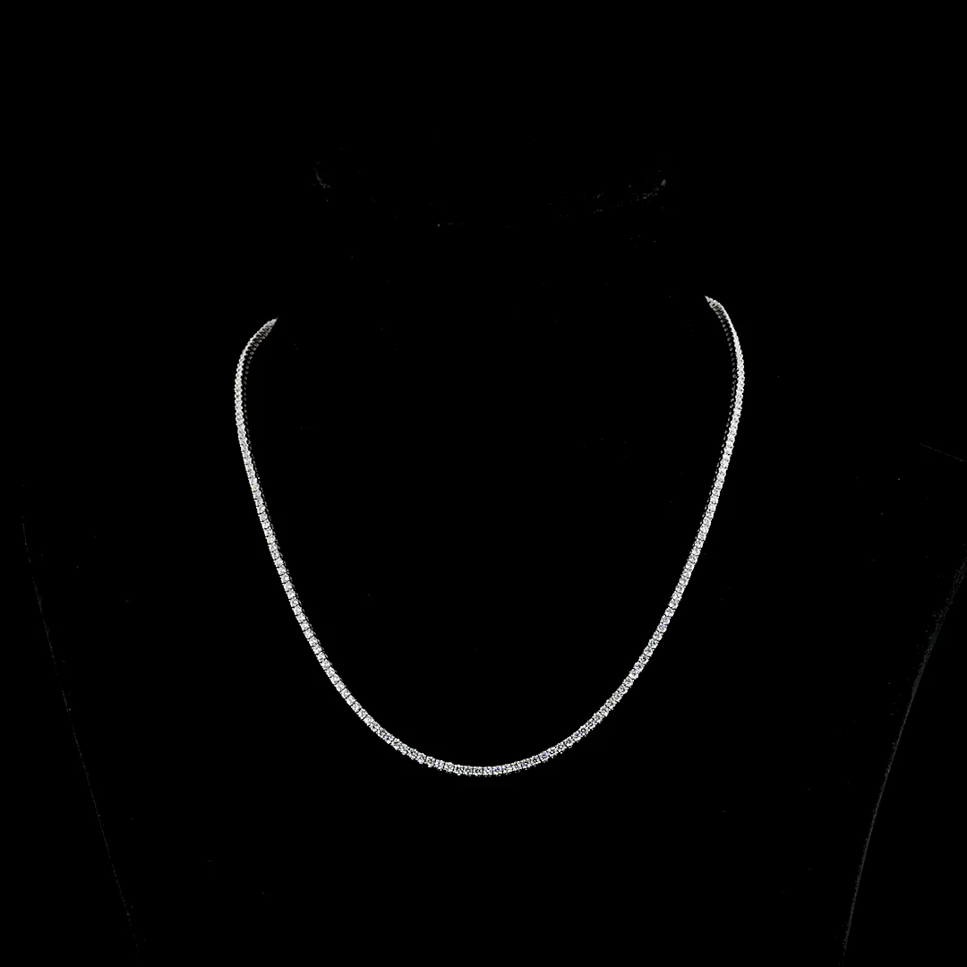 5.58 Cts 14k White Gold Round Shape Tennis Necklace