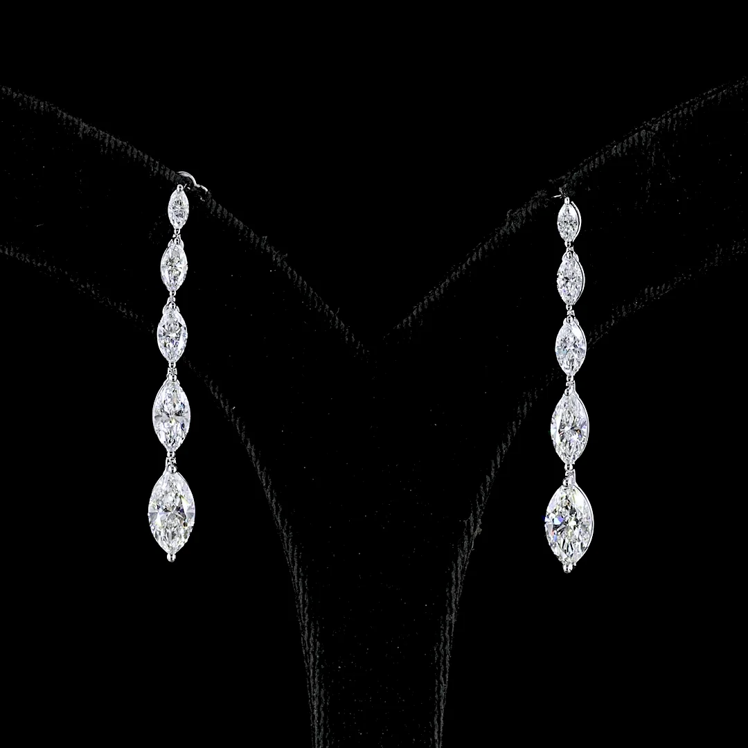 3.56 Cts 14k White Gold Marquise Shape Hanging Earring