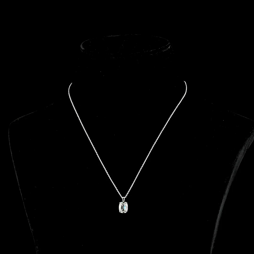 2.19 Cts 14k White Gold Antique Cushion Shape Solitaire Pendant