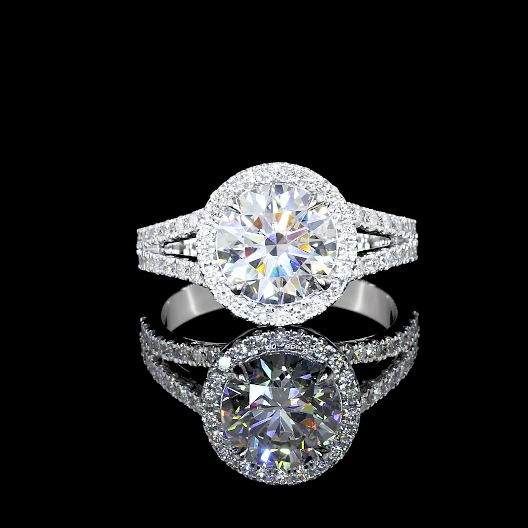 2.56 Cts 14k White Gold Round Shape Split Shank Ring