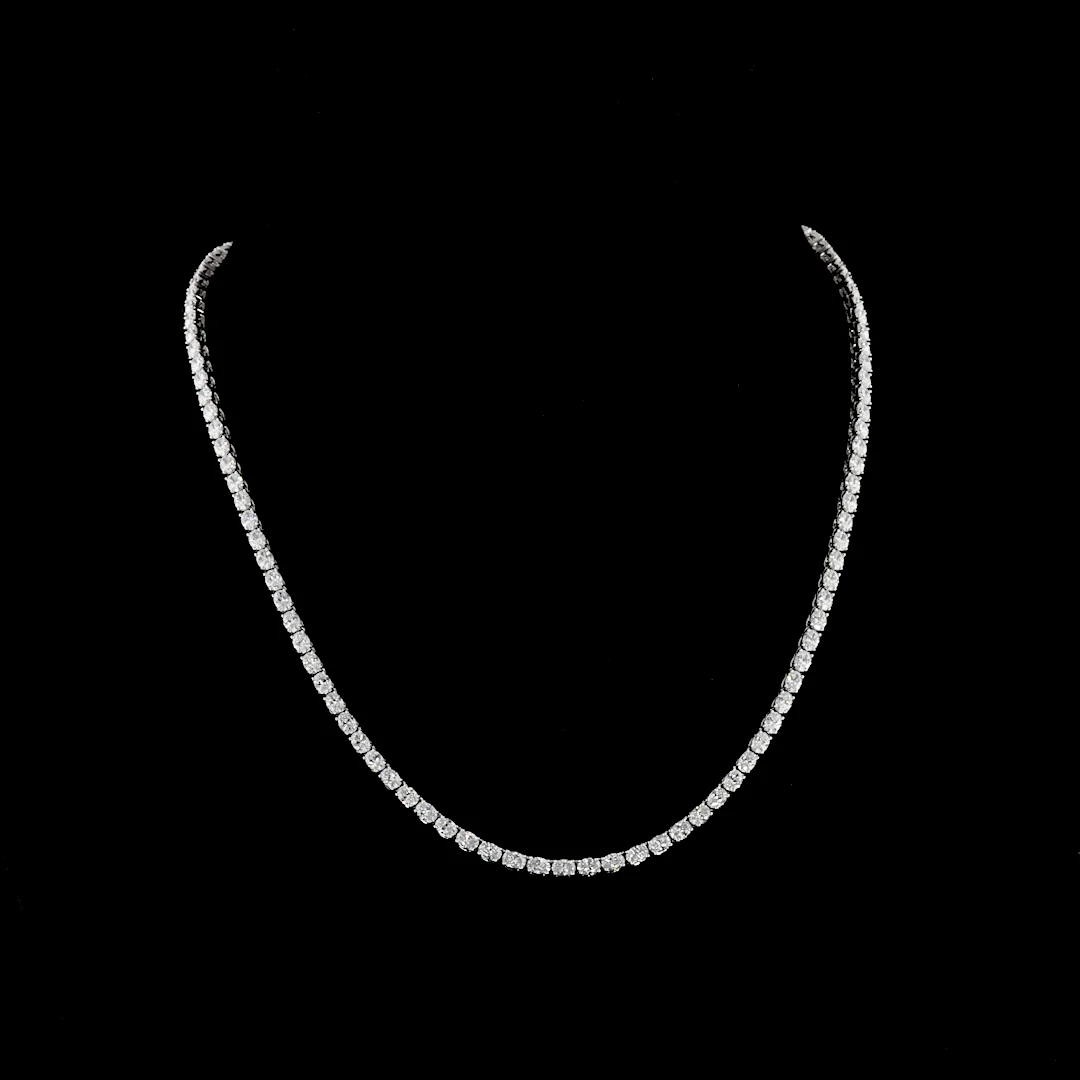 10.04 Cts 14k White Gold Oval Shape Tennis Necklace