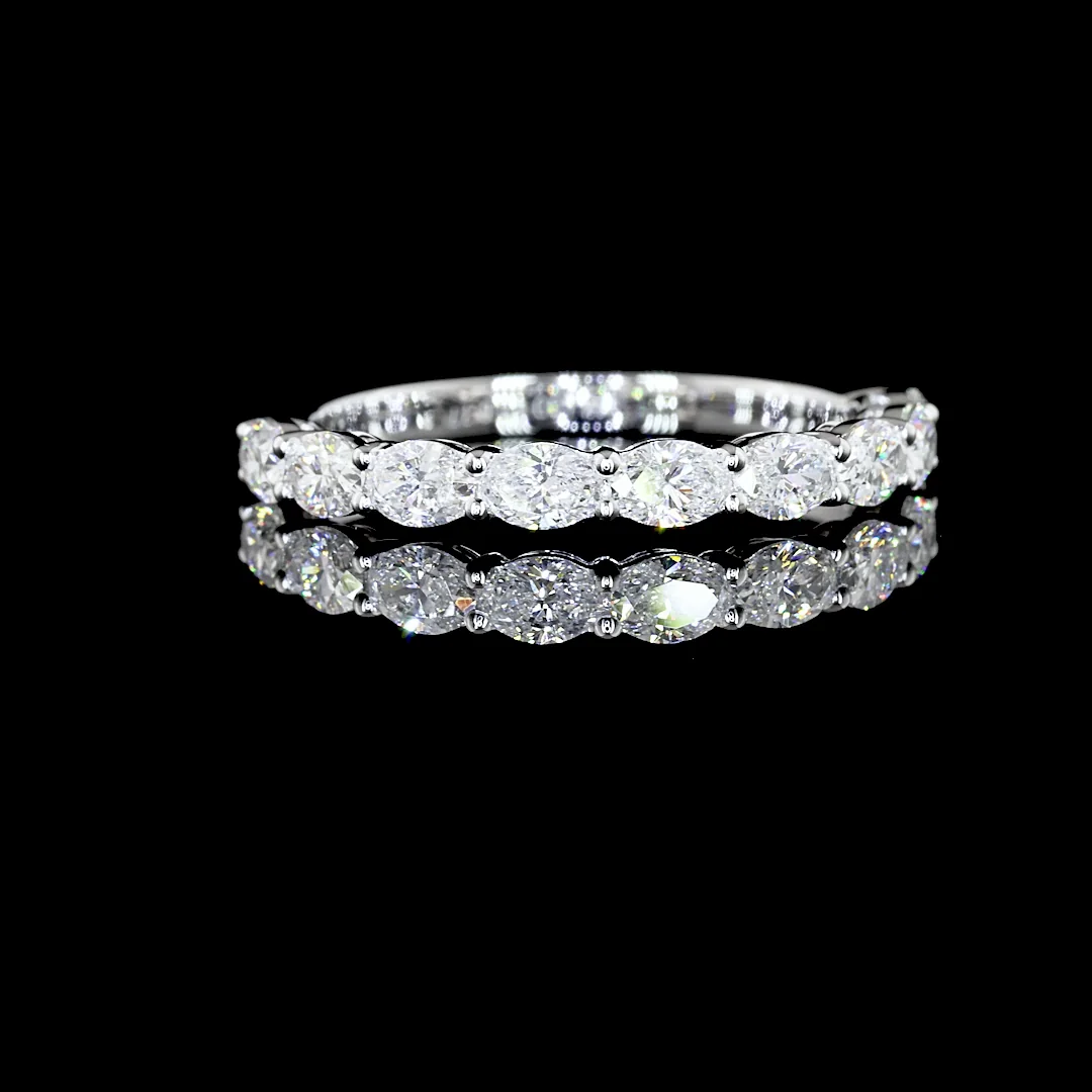 0.77 Cts 14k White Gold Oval Shape Half Eternity Eternity Band
