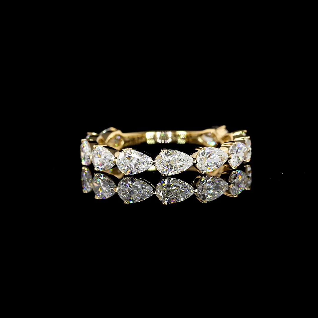 1.66 Cts 18k Yellow Gold Pear Shape 3/4 Band Eternity Band