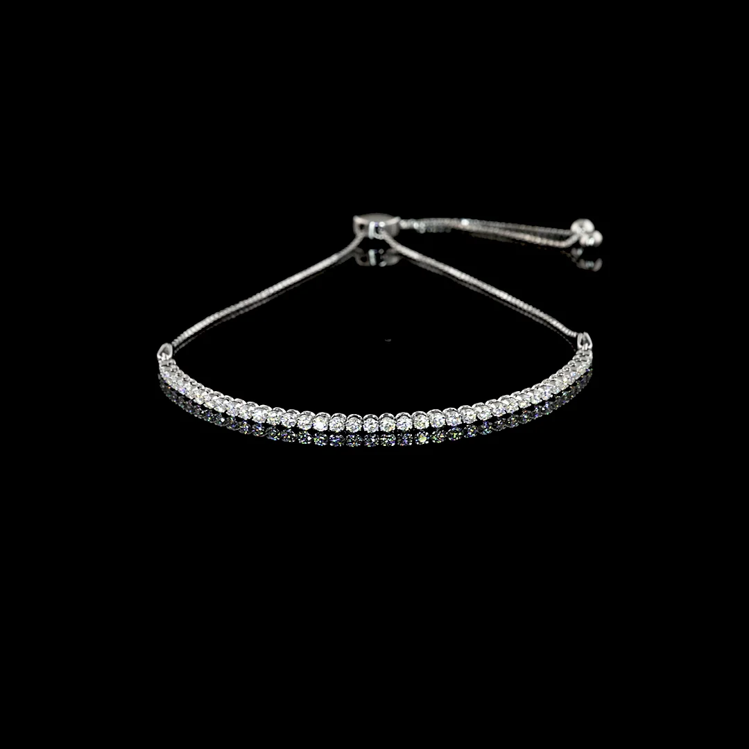 0.98 Cts 14k White Gold Round Shape Tennis Bracelet