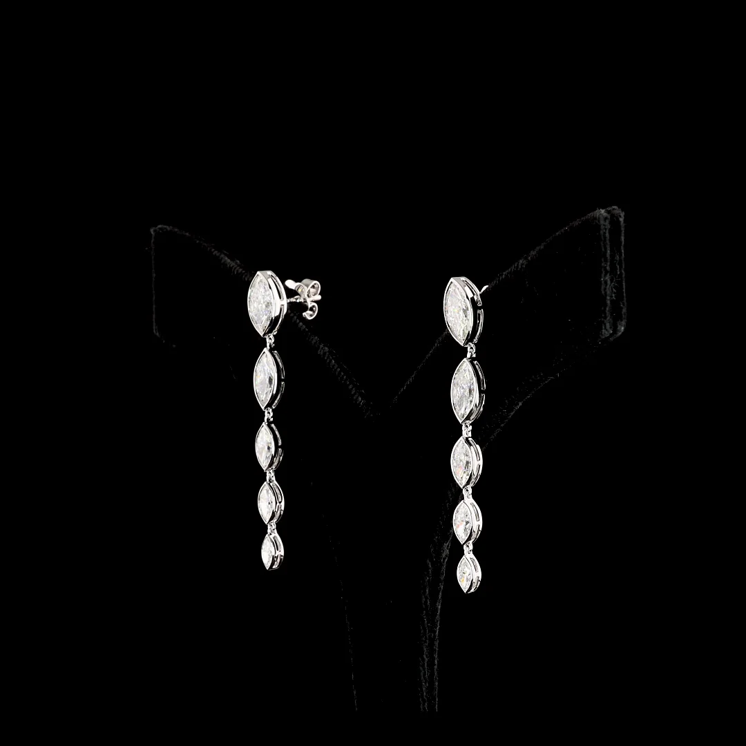 3.91 Cts 14k White Gold Marquise Shape Hanging Earring