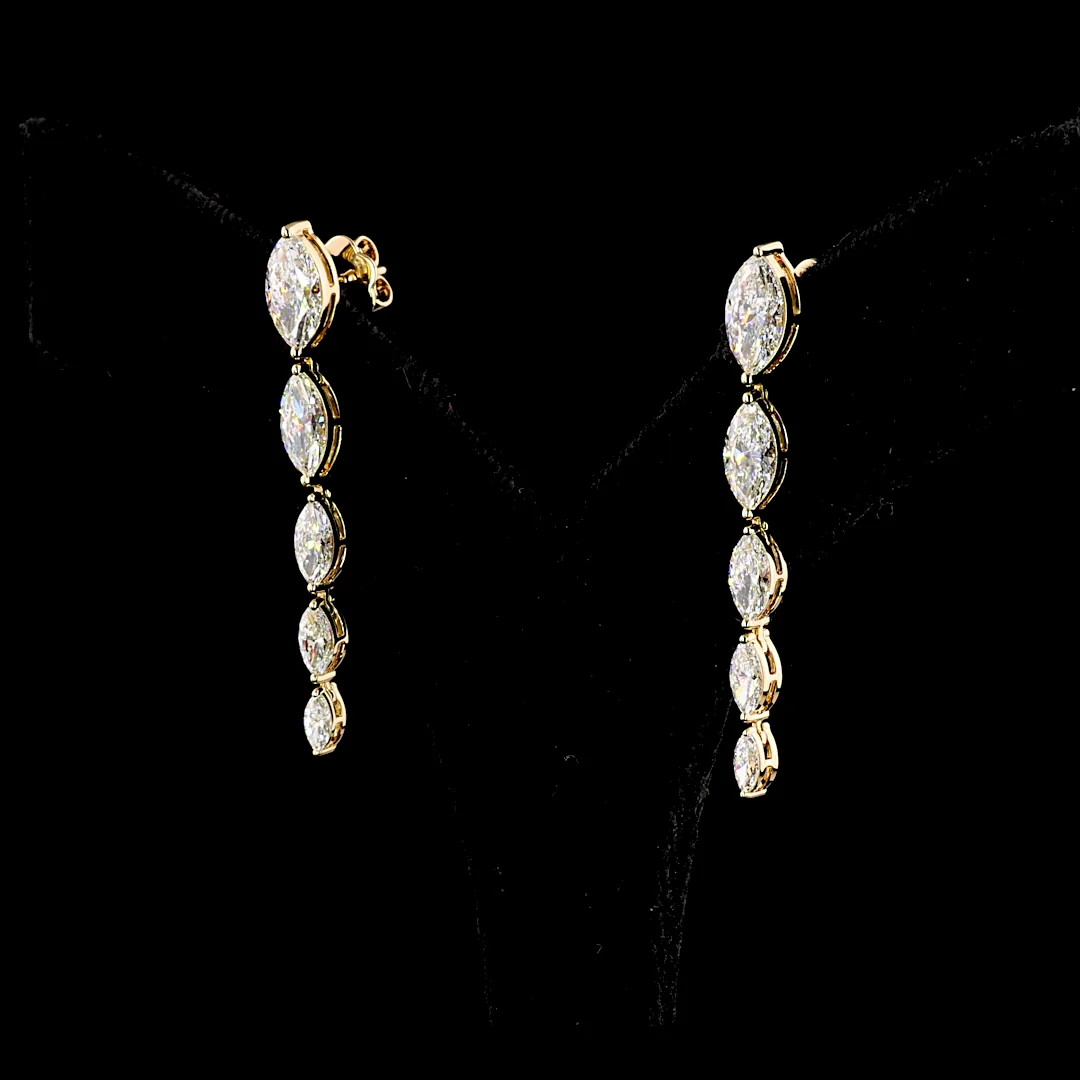 3.82 Cts 14k Yellow Gold Marquise Shape Hanging Earring