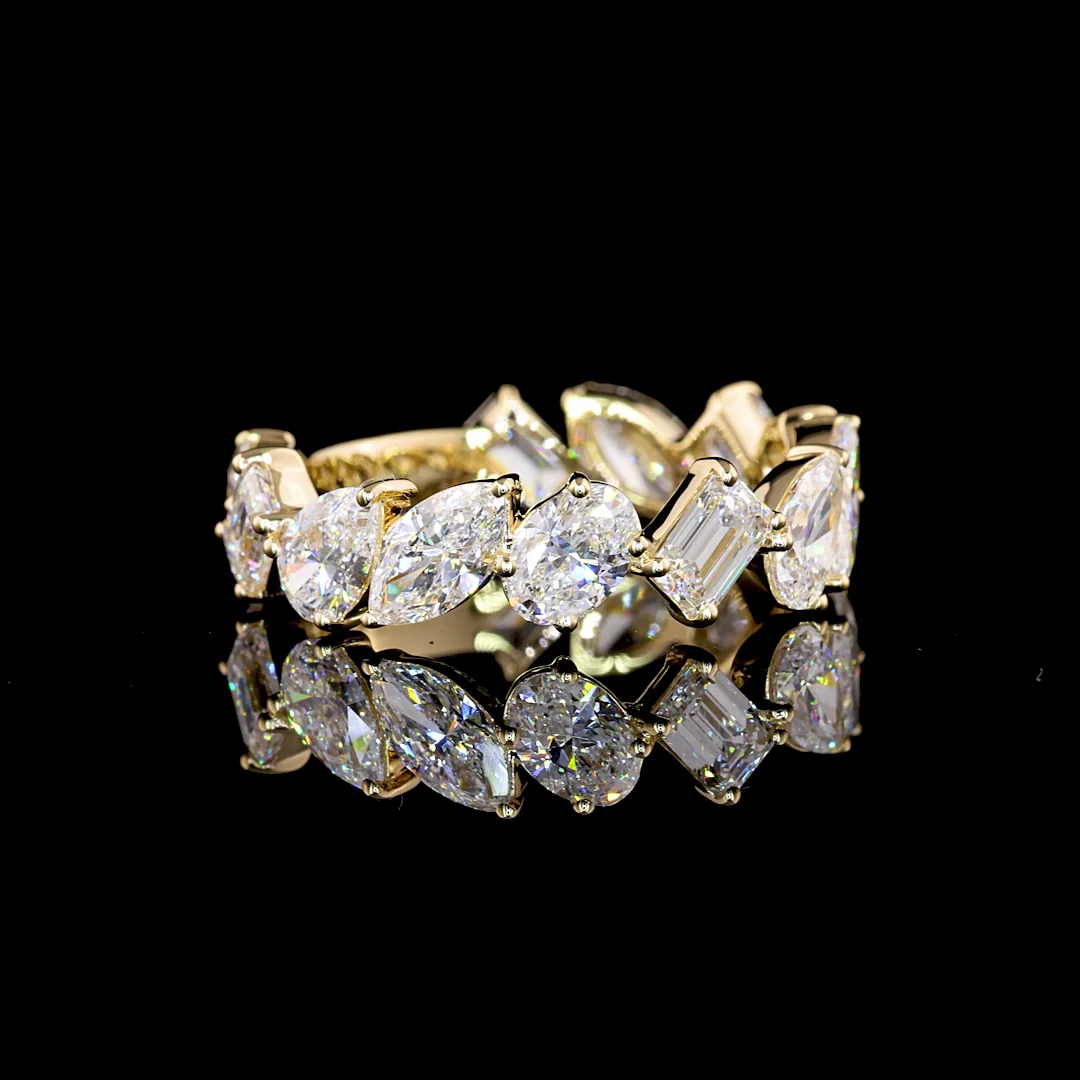 2.61 Cts 14k Yellow Gold Mix Shape 3/4 Band Eternity Band