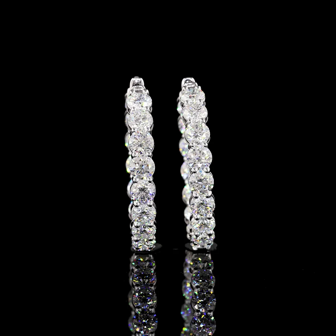 10.8 Cts 18k White Gold Round Shape Hoops Earring