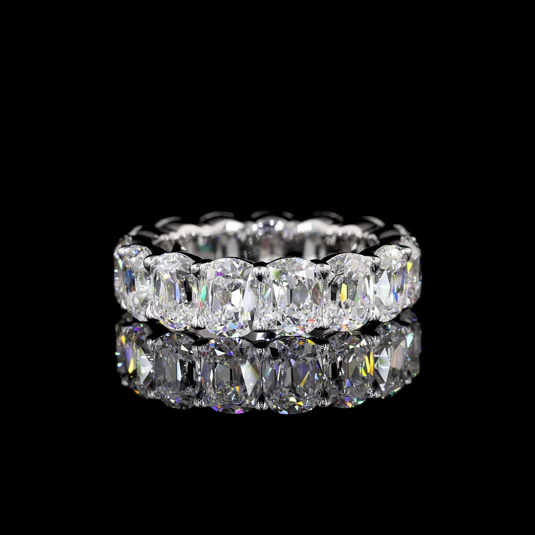 7.92 Cts 14k White Gold Antique Cushion Shape Eternity Band Eternity Band