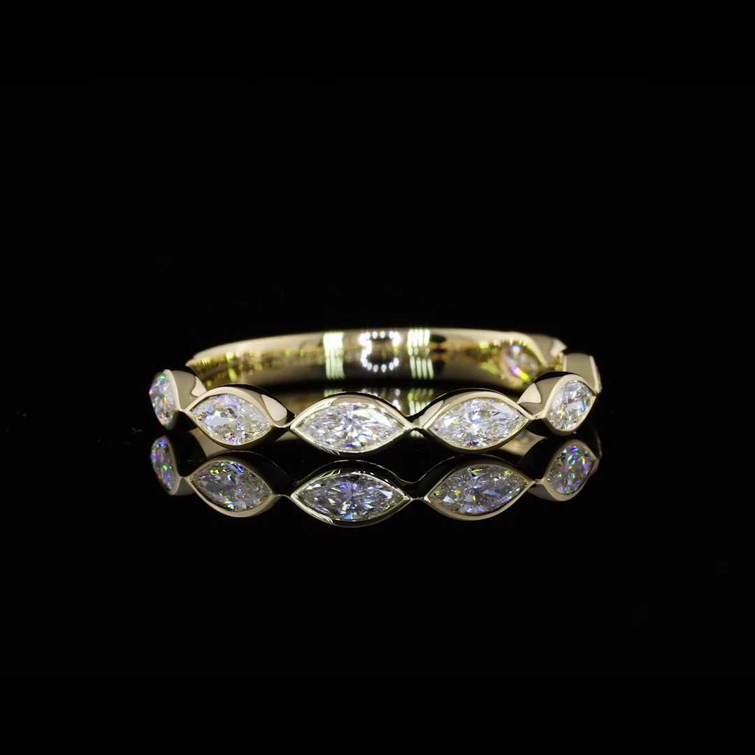 0.65 Cts 14k Yellow Gold Marquise Shape Half Eternity Eternity Band