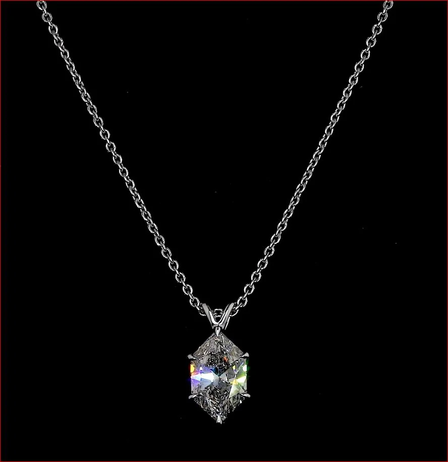 2.13 Cts 14k White Gold Antique Marquise Shape Solitaire Pendant