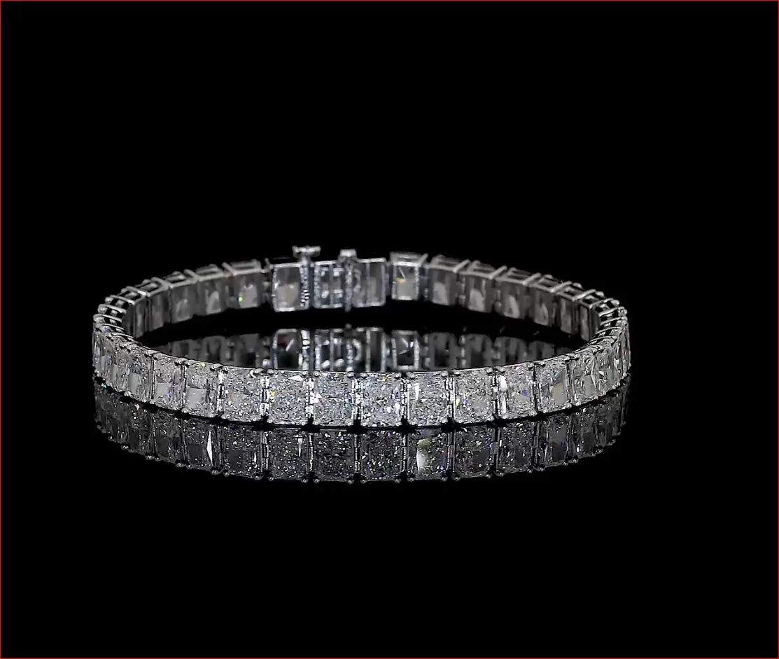 11.44 Cts 14k White Gold Radiant Shape Tennis Bracelet