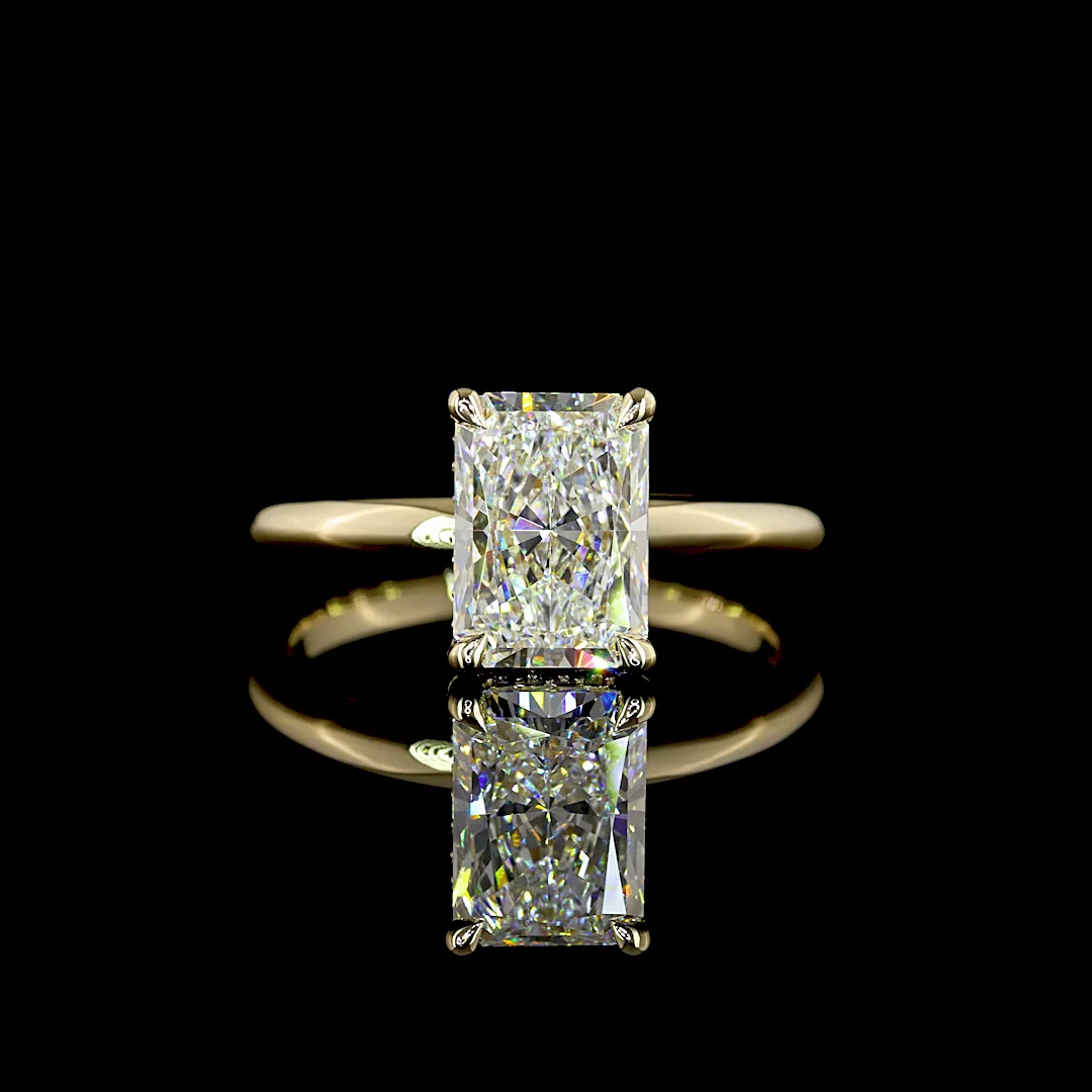 1.87 Cts 14k Yellow Gold Radiant Shape Hidden Halo Ring