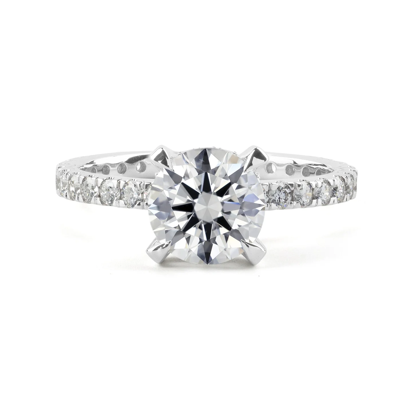 5.79 Cts 14k White Gold Round Shape Hidden Halo Ring