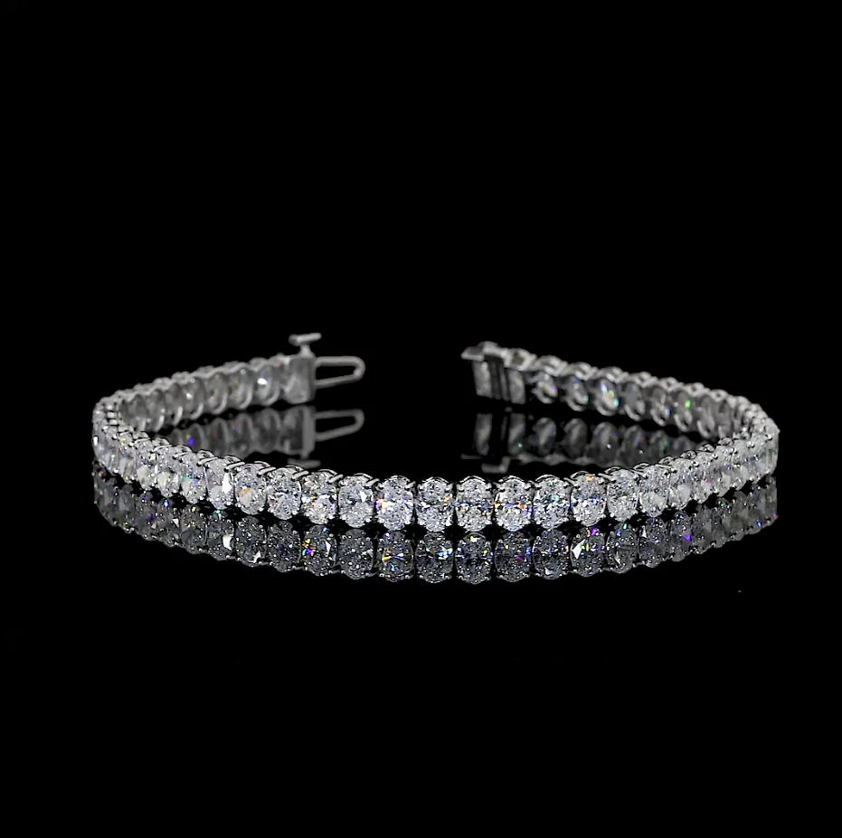 6.45 Cts 14k White Gold Oval Shape Tennis Bracelet