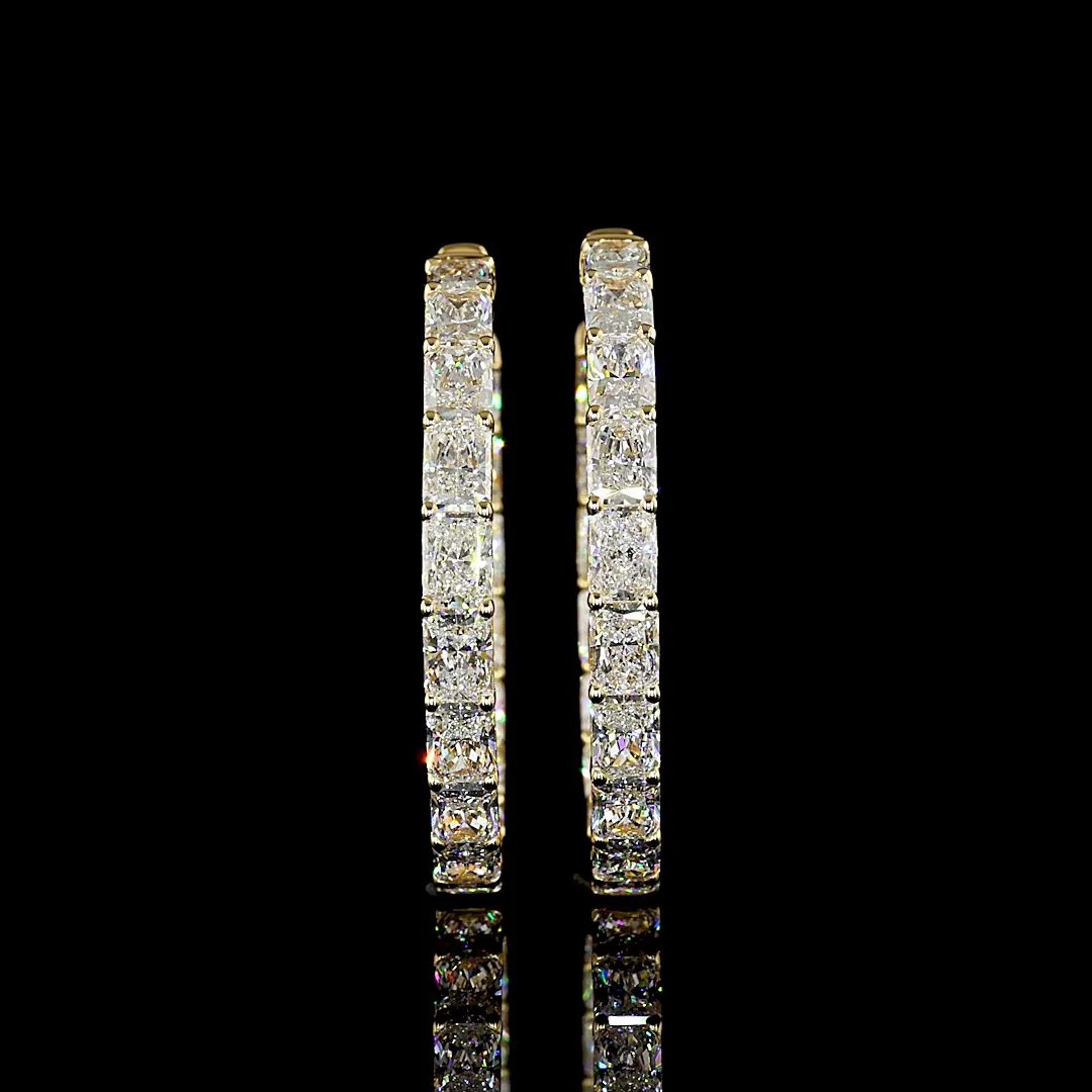 8.29 Cts 18k Yellow Gold Radiant Shape Hoops Earring