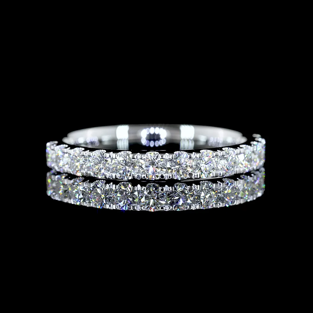 0.69 Cts 14k White Gold Round Shape Half Eternity Eternity Band