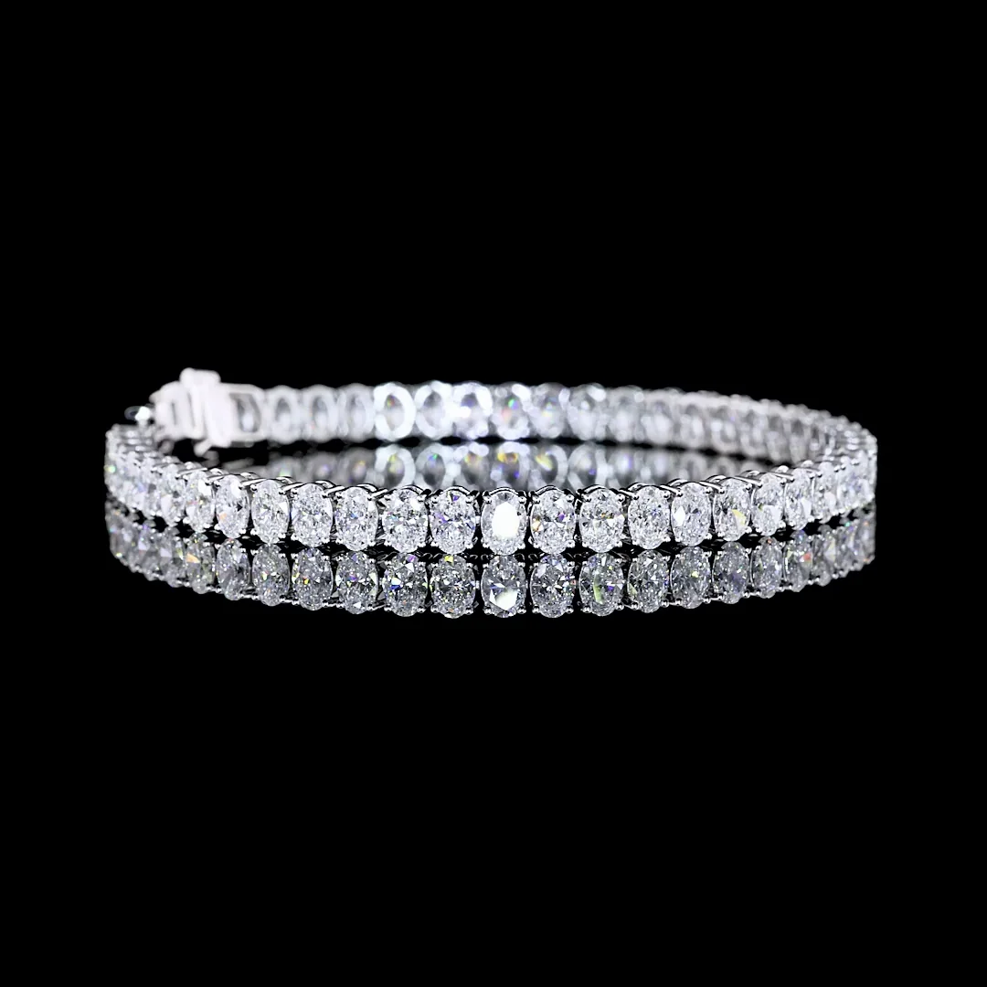 11.08 Cts 14k White Gold Oval Shape Tennis Bracelet