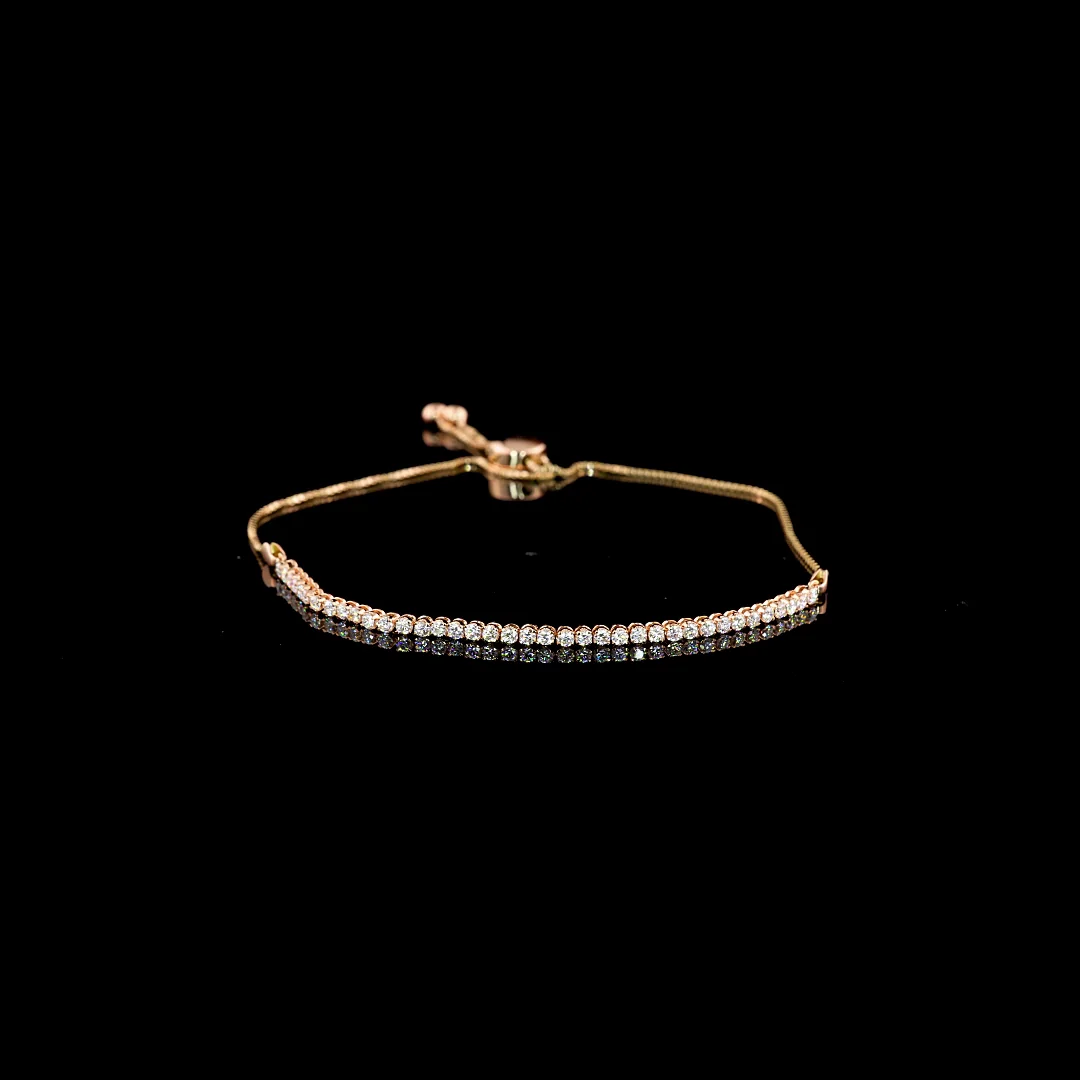 0.98 Cts 14k Rose Gold Round Shape Tennis Bracelet
