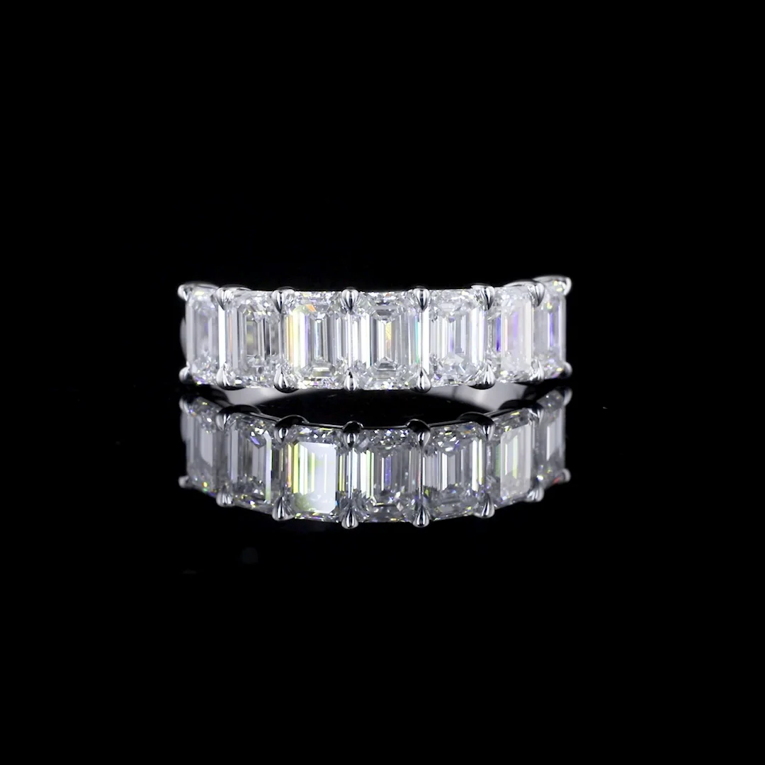 2.45 Cts 14k White Gold Emerald Shape Half Eternity Eternity Band